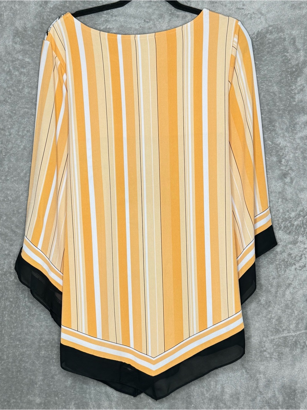 Alfani Women’s 2X Top Orange Striped Floral Print Asymmetric Hem 3/4 Sleeve - Picture 6 of 9